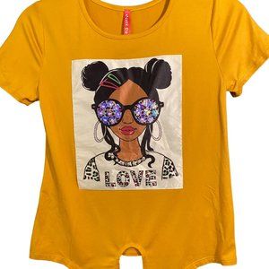 🌟 Trendy Girls Embezzled Cropped Yellow T-Shirt! 🌟
